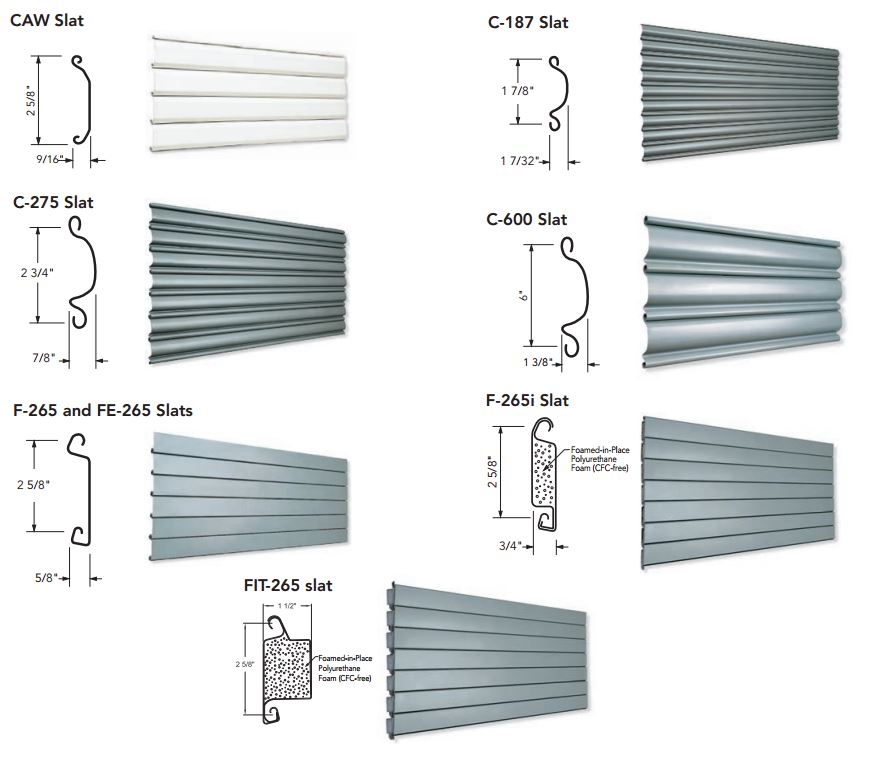 NonInsulated & Insulated Metal Slat Overhead Coiling Door Slat Profiles