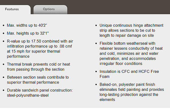 Thermacore® Sectional Doors Features