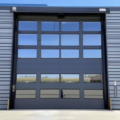 commercial overhead metal door with windows