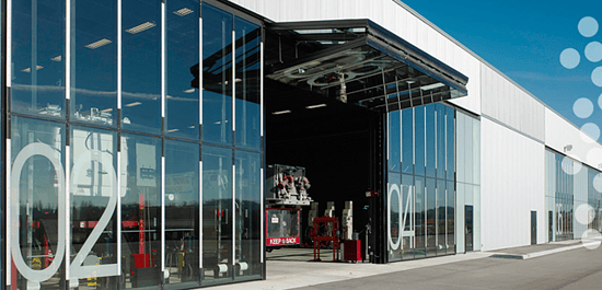 Canopy Type Bifold Garage Doors in a Shop