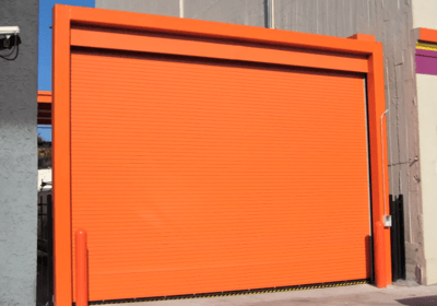 Orange Rolling Steel Doors installed by Overhead Door Company of Central Jersey3-2