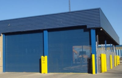 Rolling Steel Door Fully Perforated and Powder Coated Blue