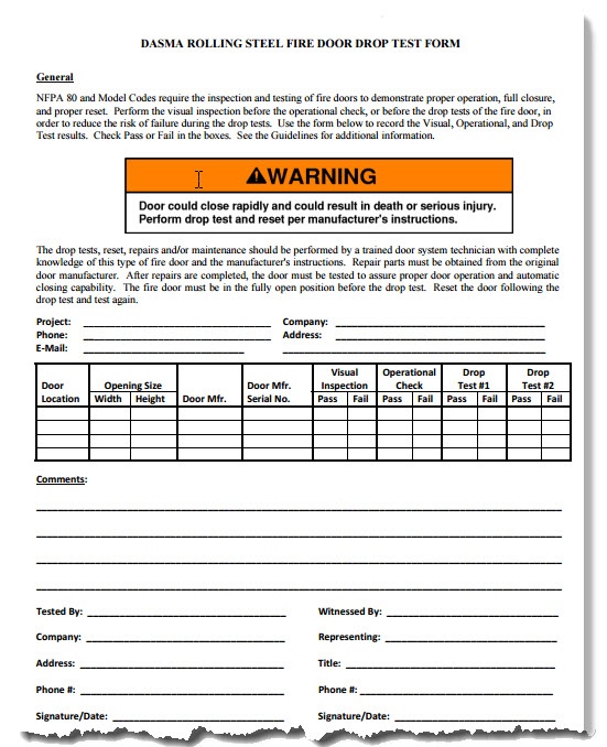Rolling Fire Door Drop Tests New Jersey New York City