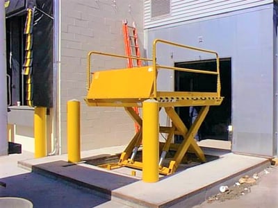 lifts & Docks; yellow lift; lift installation by the Overhead Door Company of The Meadowlands & NYC