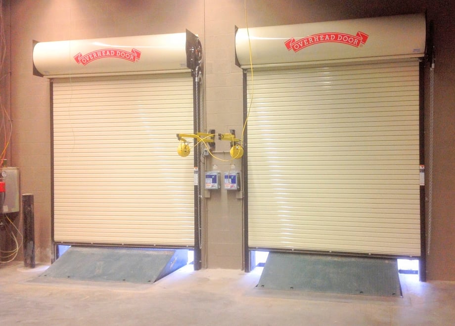 loading dock roll down gate with hydraulic dock levelers