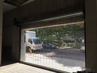 mesh curtain grille overhead rollup doors parking garage nj ny repair service replace