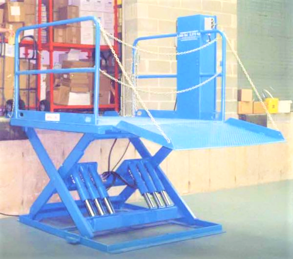 lifts & Docks; blue lift; lift repair by the Overhead Door Company of The Meadowlands & NYC